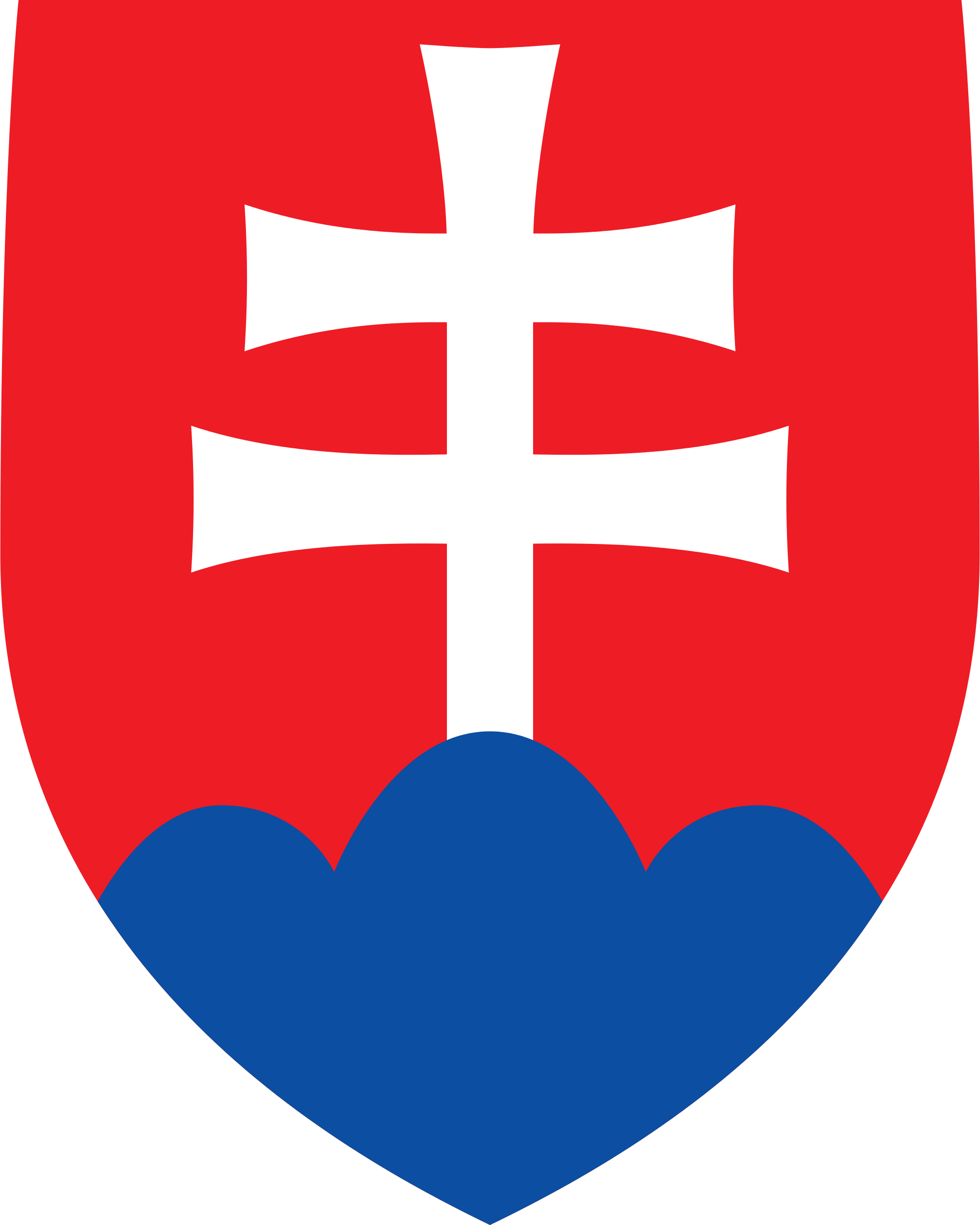 Red Shield with White Cross Logo - Coat of arms of Slovakia