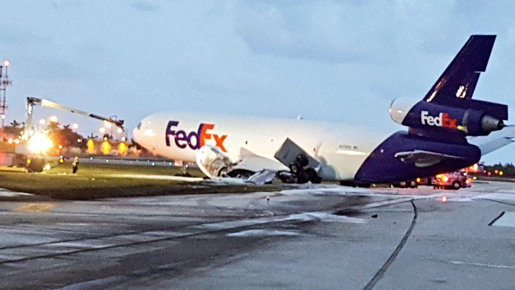 FedEx Airlines Logo - FedEx cargo plane catches fire at Fort Lauderdale airport - Sun Sentinel