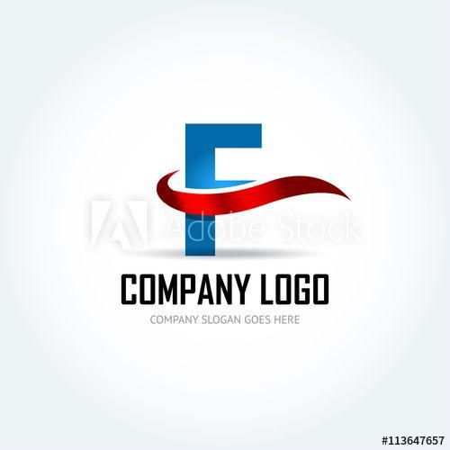 Blue Letter F Logo - Blue Letter F with red ribbon logo icon design template elements ...