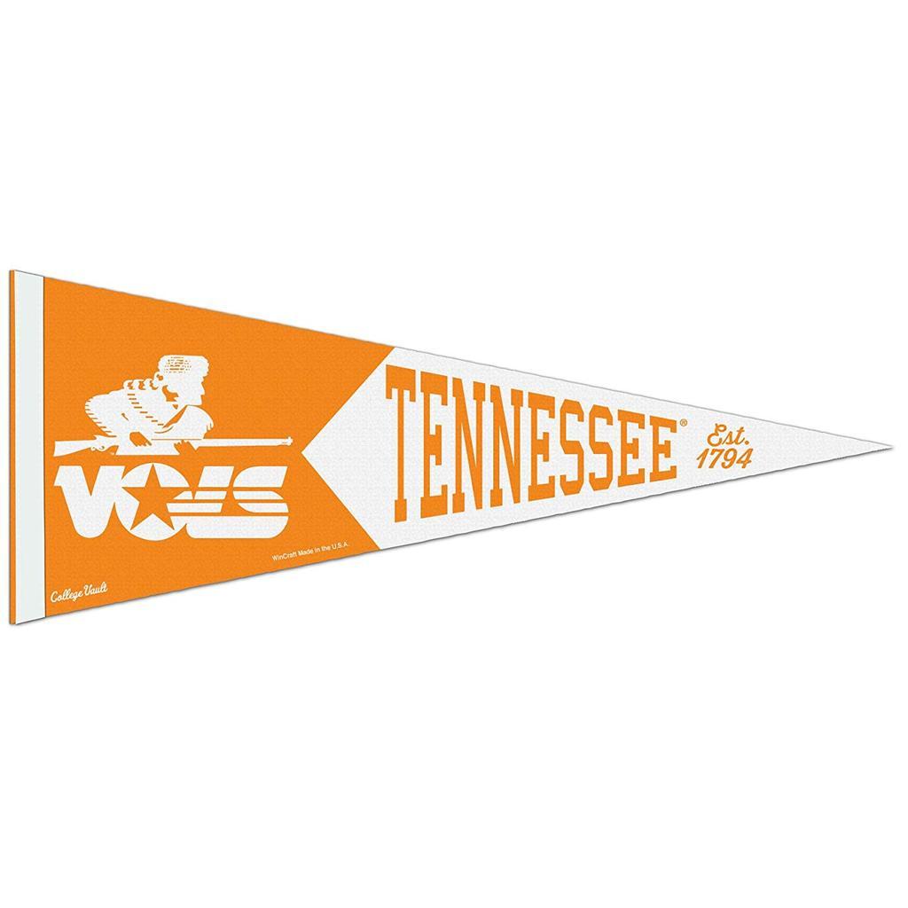 Retro Sports Tennessee Orange Logo - Tennessee Volunteers Retro Logo Premium Pennant Felt Wool NEW!! Free ...