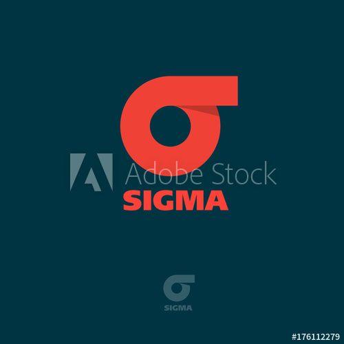 Greek Red Logo - Sigma flat logo. Sigma emblem. Red Greek letter sigma on a dark
