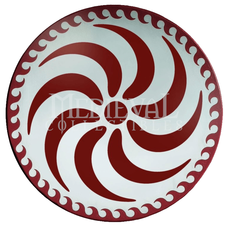 Greek Red Logo - Wooden Round Greek Red Spiral Shield - WS-99 from Dark Knight Armoury