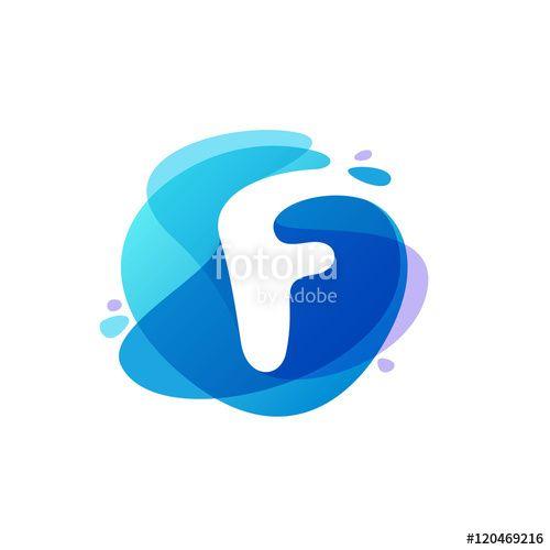 Blue Letter F Logo - Letter F logo at blue water splash background.