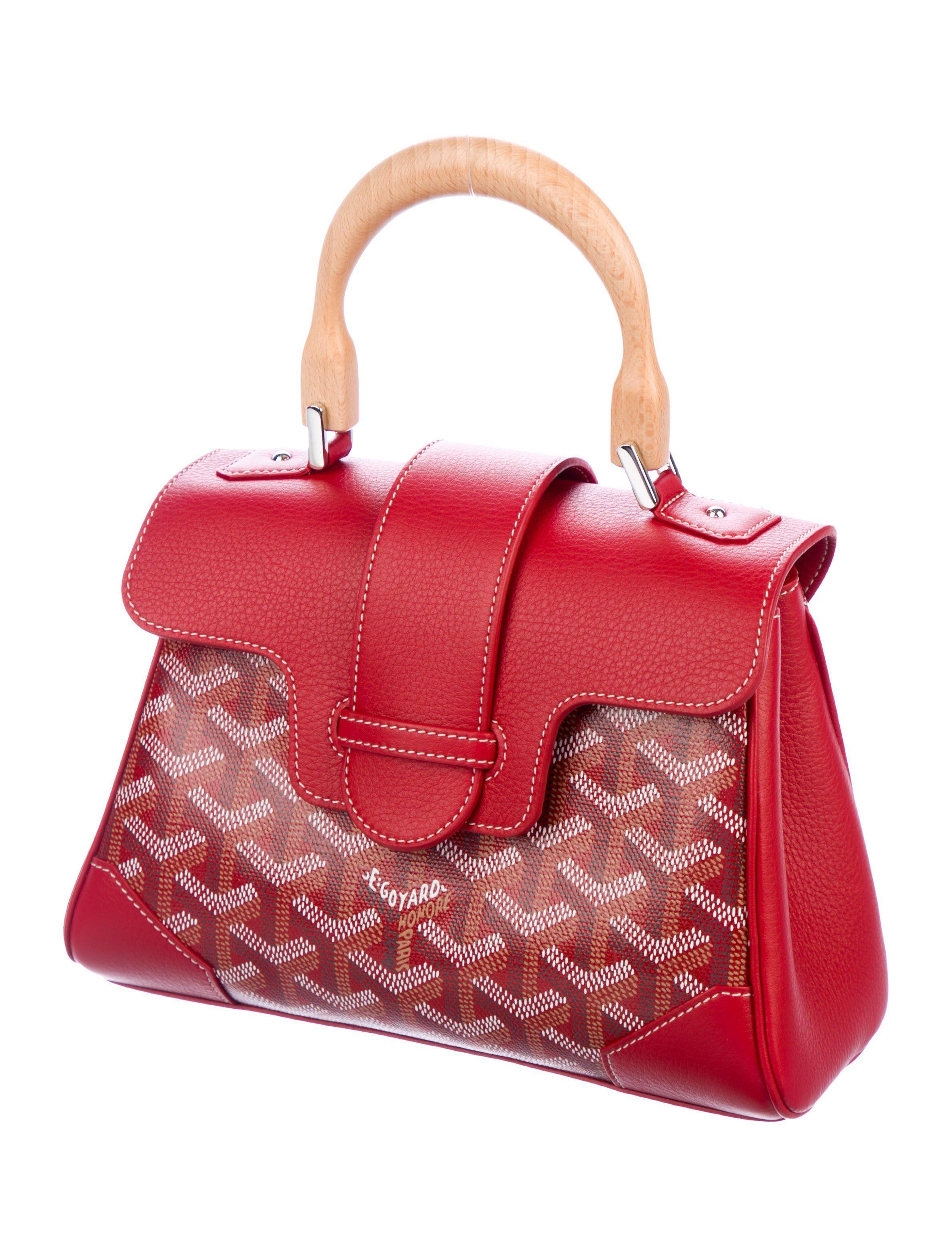 Goyard Red Logo - Goyard Red Monogram Logo Leather Kelly Style Top Handle Satchel Bag