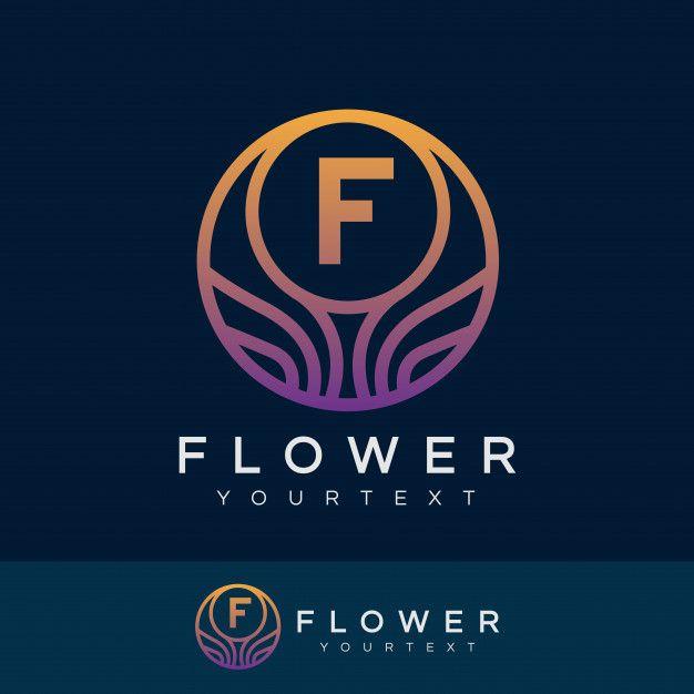 Blue Letter F Logo - Flower initial letter f logo design Vector