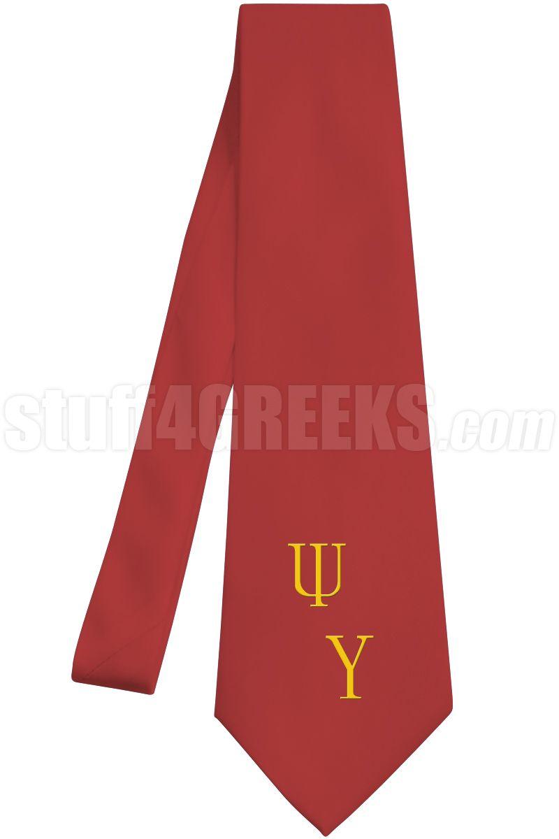 Greek Red Logo - Psi Upsilon Necktie with Logo Greek Letters, Red