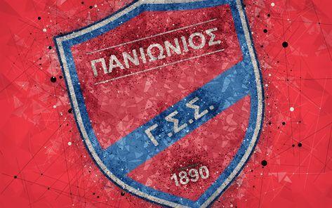Greek Red Logo - Download wallpapers Panionios FC, 4k, logo, geometric art, red ...