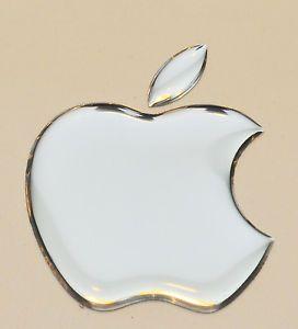 Silver Apple Logo - 1 x 3D Domed Mirror Silver Apple logo (50x43mm) decal/sticker Apple ...
