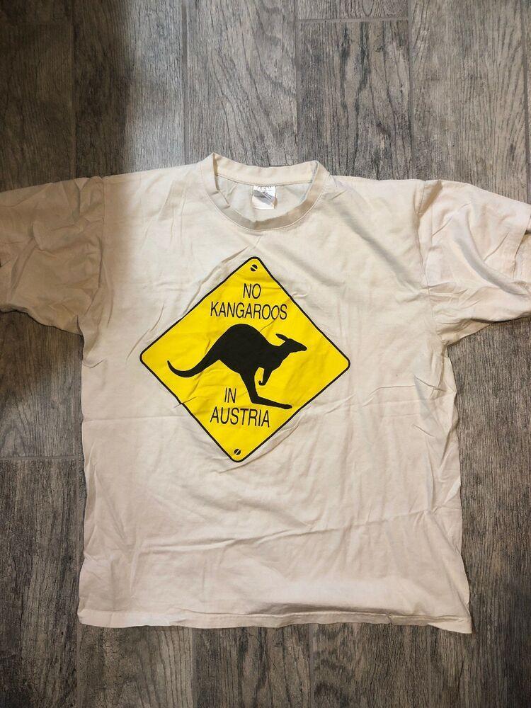 No Kangaroo Logo - No Kangaroos In Austria Road Sign Funny Humor Medium Size Graphic T