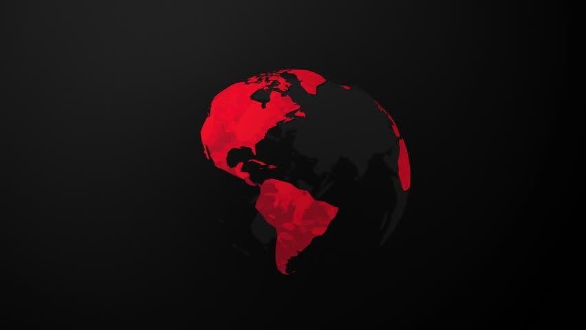 Black and Red Globe Logo - World Earth Globe With Red Stock Footage Video 100% Royalty Free