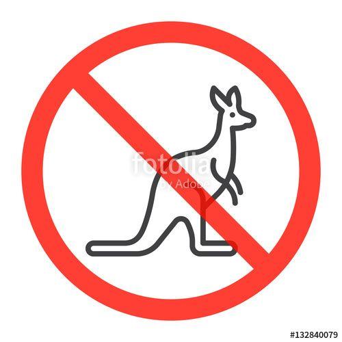 No Kangaroo Logo - No kangaroo ban sign, line icon in prohibition red circle, forbidden ...