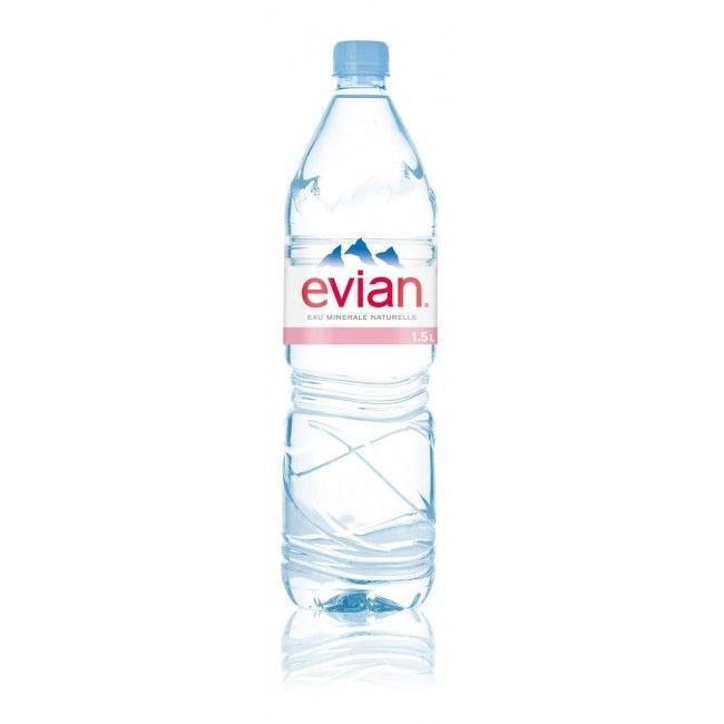 French Bottled Water Logo - EVIAN Natural Mineral Water, France, 1.5L PET Bottles