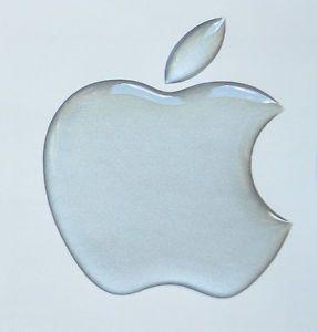 Silver Apple Logo - 1 x 3D Domed Matt Silver Apple logo (50x43mm) sticker Apple ...