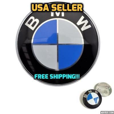 New BMW Logo - REPLACEMENT NEW BMW Car Emblem Chrome Front Badge Logo 82mm 2 Pin