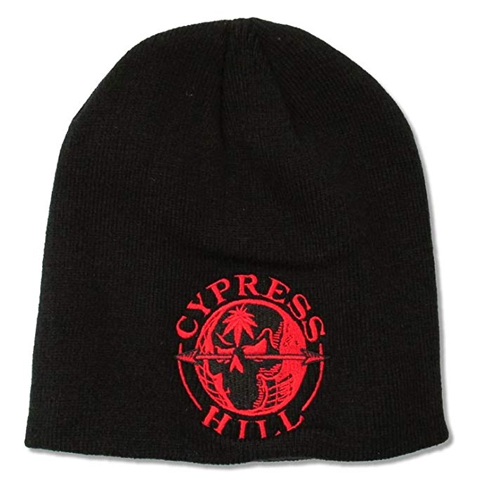 Black and Red Globe Logo - Cypress Hill Red Globe Black Knit Beanie Ski Hat: Clothing