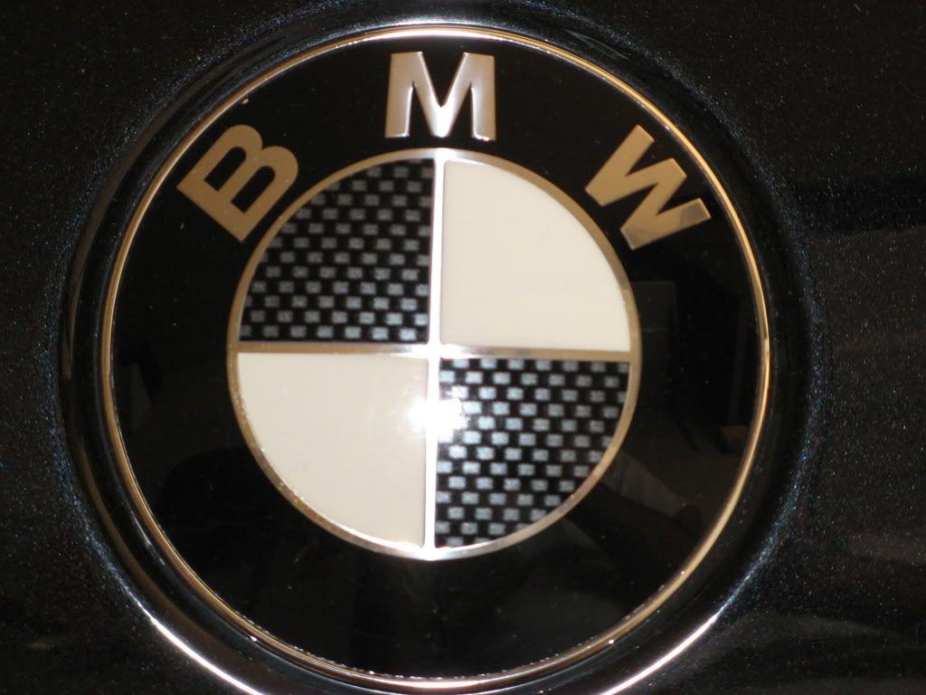 Carbon Fiber BMW Logo - BMW logo decals (carbon fiber look)