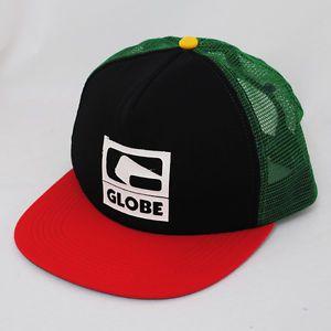 Black and Red Globe Logo - GLOBE ETCHED LOGO RASTA MESH SNAPBACK TRUCKER GREEN BLACK RED FLAT