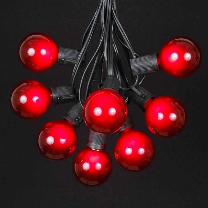 Black and Red Globe Logo - 100 Red G50 Globe String Light Set on Black Wire - Novelty Lights - Inc