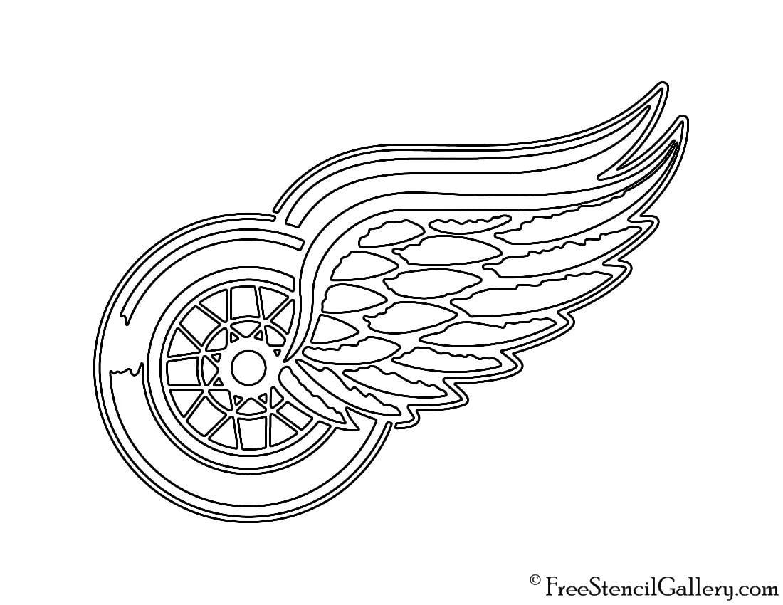 Black and White Detroit Red Wings Logo - NHL - Detroit Red Wings Logo Stencil | Free Stencil Gallery
