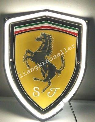 Prancing Horse Logo - Ferrari Prancing Horse Logo 3D Acrylic Beer Bar Pub Real Neon Sign