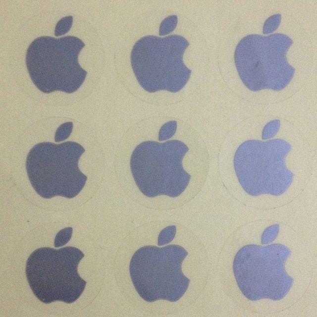 Silver Apple Logo - Transparent PVC silver apple logo label Apple logo 2 cm round 100 ...