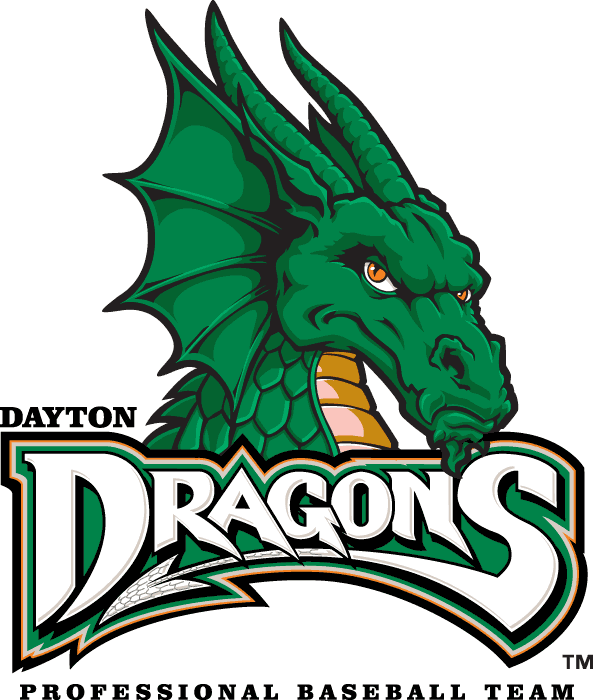 Green Dragon Logo - Dayton Dragons Primary Logo (2000) - A green dragon above team ...