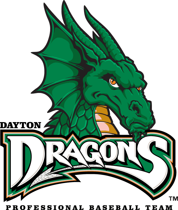 Green Dragon Logo - Dayton Dragons Primary Logo (2000) - A green dragon above team ...