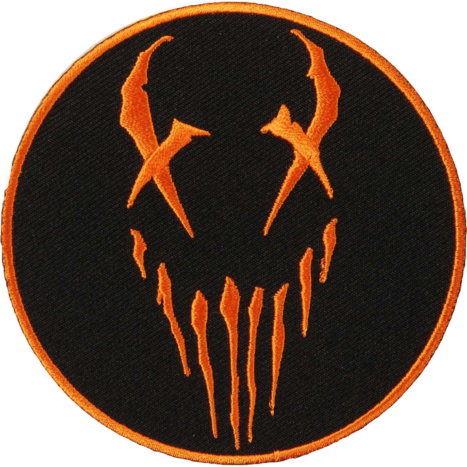 Face in Orange Circle Logo - Mushroomhead Orange X-Face Logo Round Embroidered Patch - Rockabilia