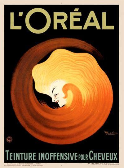 Face in Orange Circle Logo - L Oreal by Vilion 1920 France Vintage Poster