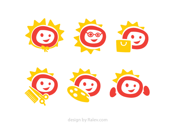 Face in Orange Circle Logo - Sun & Face design. Ralev.com Brand Design