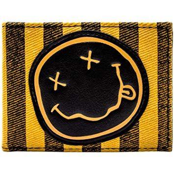 Face in Orange Circle Logo - Nirvana Classic Smiley Face Band Logo Orange ID & Card Wallet ...