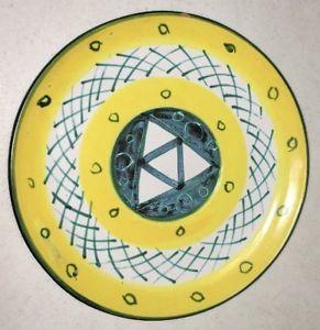 Yellow Triangle with Green Circle Logo - Hand Painted Italy Plate Geometric Zelda Green Yellow Triangle 7.5 ...