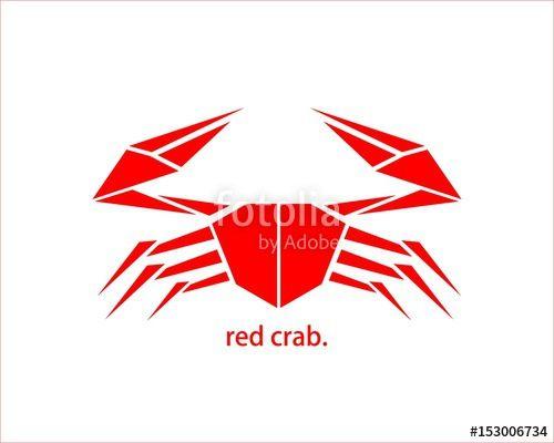 Red Crab Logo - simple red crab vector logo