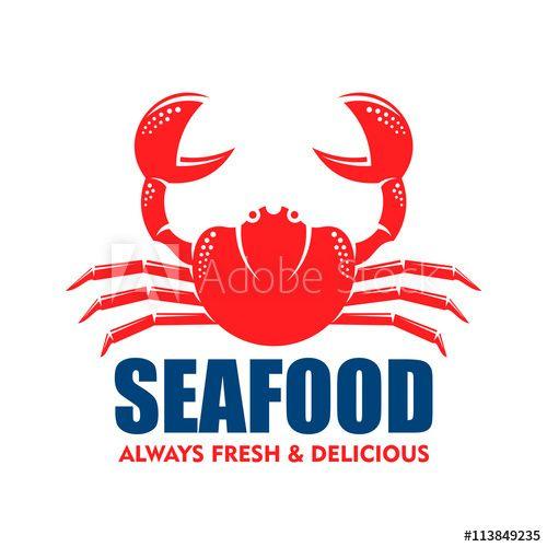 Red Crab Logo - Red crab icon for seafood shop or cafe design this stock
