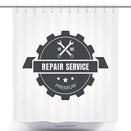 Auto Repair Service Logo - Polyester Shower Curtains Vintage Style Car Repair Service Label ...