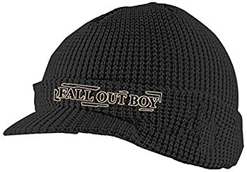 Fall Out Boy Black and White Logo - Fall Out Boy Logo Billed Beanie Hat: Amazon.co.uk: Sports