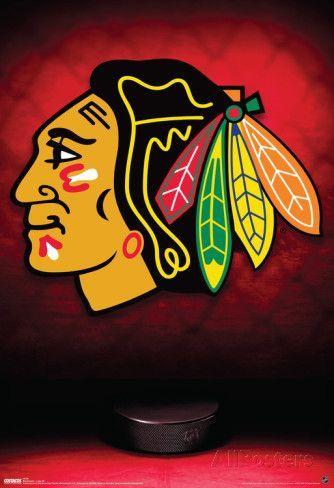 Chicago Hawks Logo - Chicago Blackhawks Logo Sports Poster. Aaron Gift Ideas