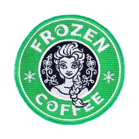 Frozen Starbucks Logo - Disney Frozen Coffee Embroidered Iron-On Patch 4 x | Etsy