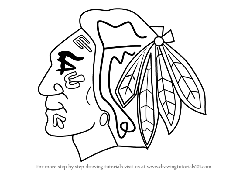 Chicago Hawks Logo - Learn How to Draw Chicago Blackhawks Logo (NHL) Step by Step ...