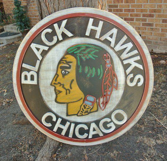 Chicago Hawks Logo - Chicago Blackhawks NHL logo reclaimed wood hockey man cave | Etsy