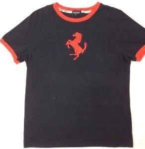 Red Ferrari Horse Logo - Ferrari Boys Red Prancing Horse Logo Black T Shirt Made in Italy