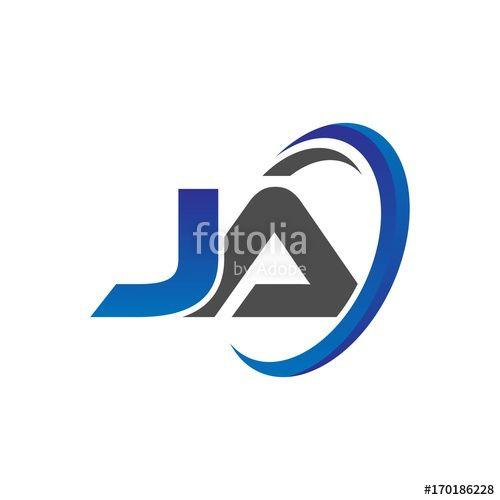 Blue Gray Circle Logo - vector initial logo letters ja with circle swoosh blue gray