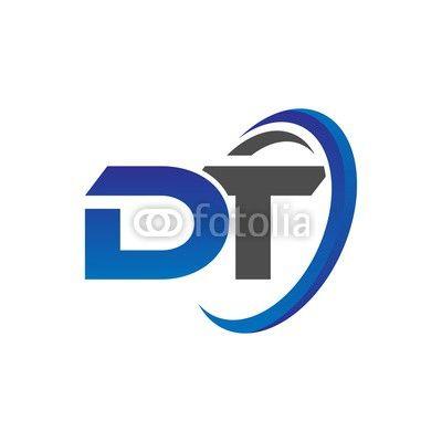 Blue Gray Circle Logo - vector initial logo letters dt with circle swoosh blue gray. Buy
