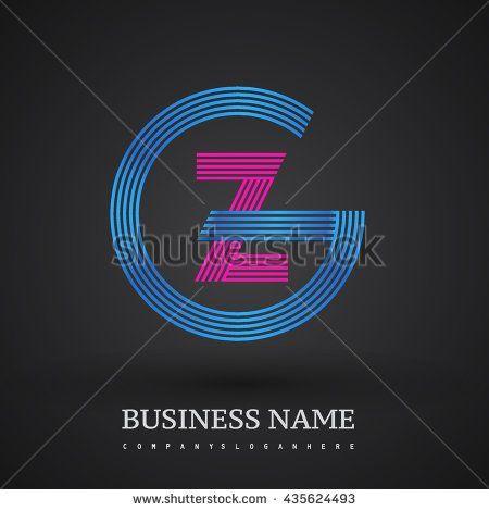 Blue Gray Circle Logo - Letter GZ or ZG linked logo design circle G shape. Elegant blue and ...