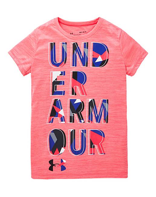Neon Under Armour Cool Logo - Under Armour Girls Hybrid 2.0 Logo Tee | Fashion World
