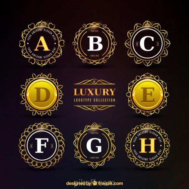 Gold Vector Logo - Ai Golden luxury circular logo collection vector free download