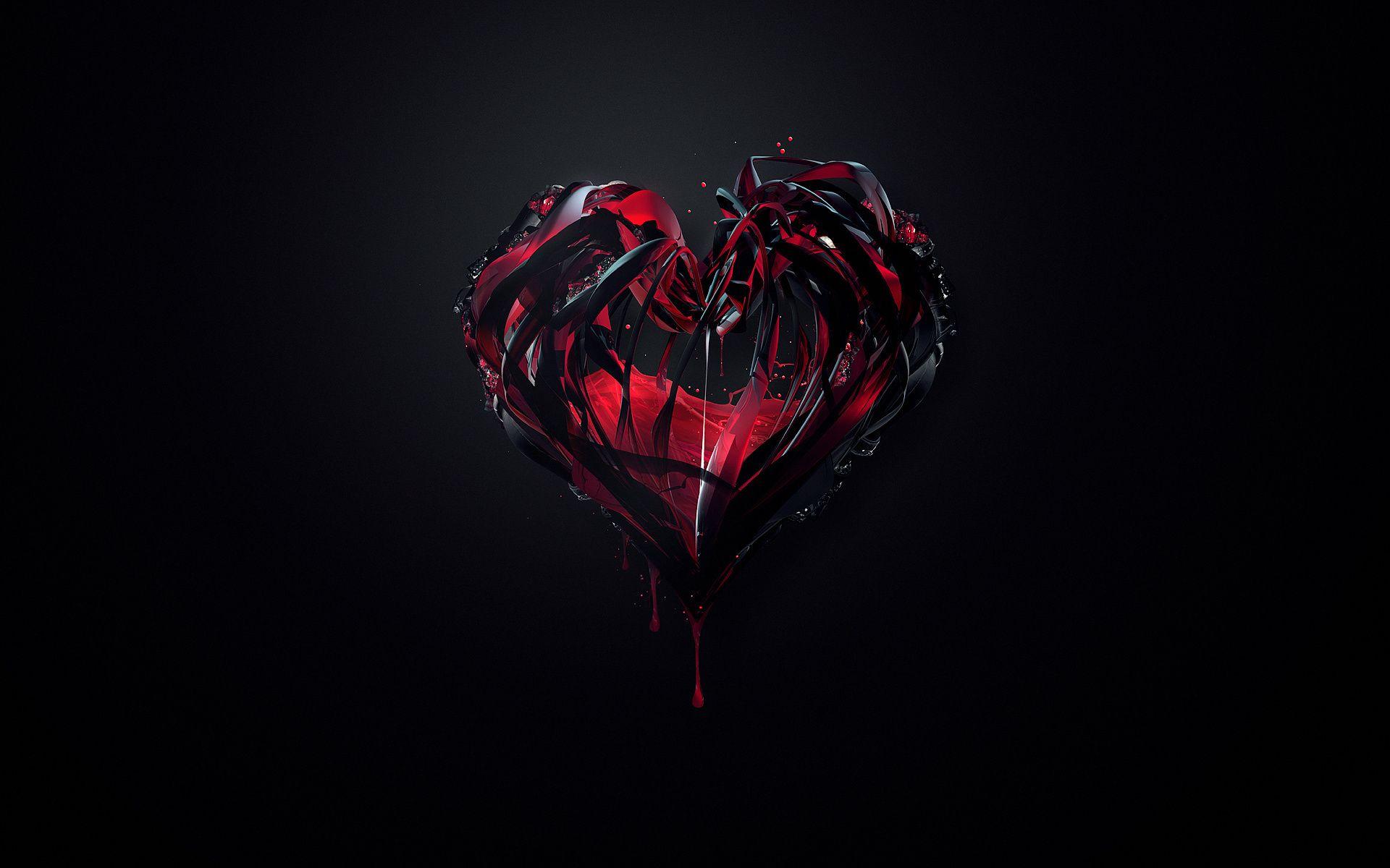 Black and Red Heart Logo - Download 1920x1200 3D Black And Red Heart Wallpaper
