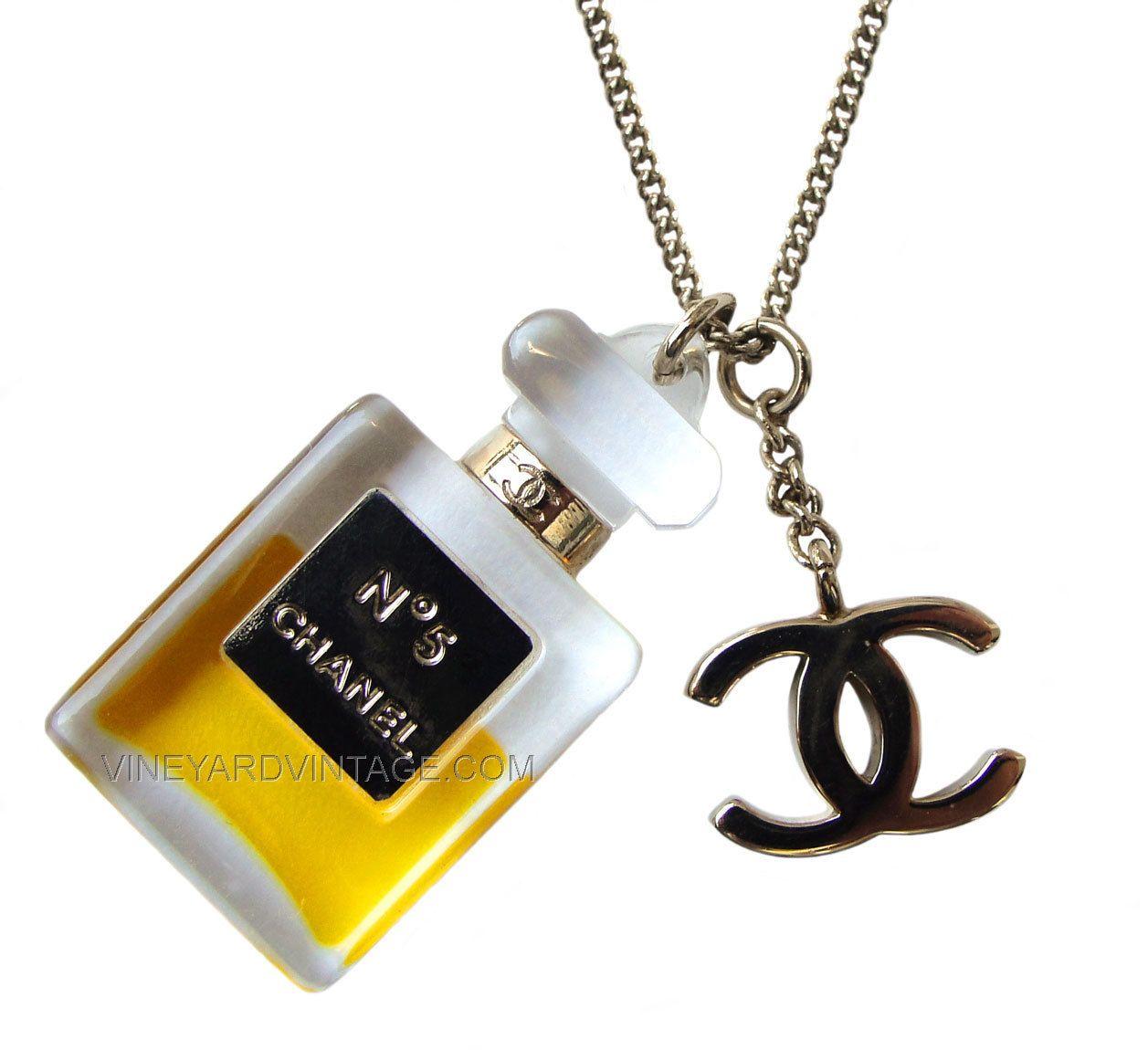 Small Chanel Logo - CHANEL PERFUME BOTTLE & CC LOGO NECKLACE