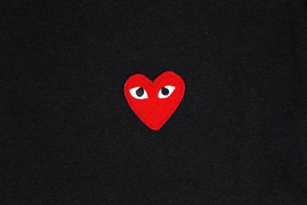 Black and Red Heart Logo - Comme Des Garcons PLAY Emblem Long Sleeve T Shirt