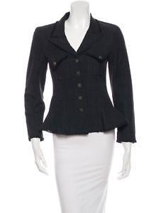 Small Chanel Logo - CHANEL Silk Peplum CC Logo Button Jacket Blazer 4 36 Small | eBay